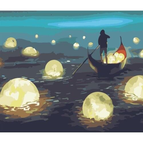 Painting By Number DIY Dropshipping big size Ferryman kneeling on a ship Figure Canvas Room Decoration Art picture Child Gift