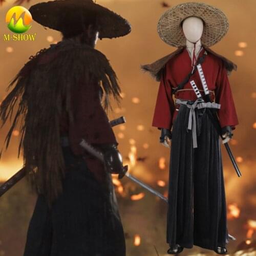 Game Jin Sakai Ghost Of Tsushima Cosplay Costume Halloween Costumes Warriors Cosplay Raincoat Japan Samurai Outfit Accessories