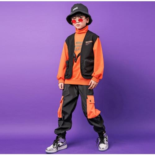 Kids Boys 3 Suit Sets vest Sweatshirt Pant Streetwear Casual Hip Hop Teenage Children Dance Sports Tracksuit Costumes