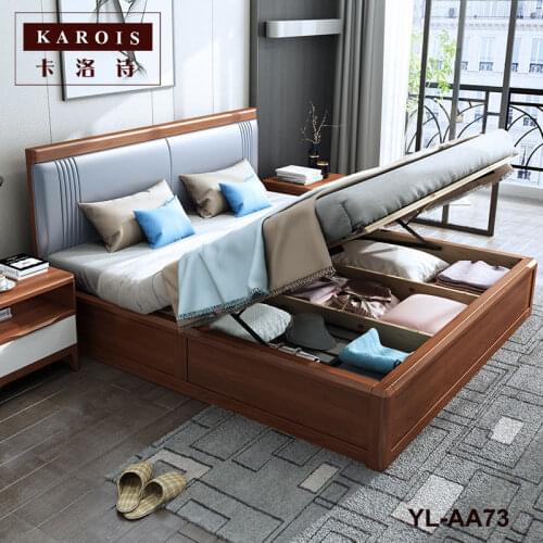 Solid Wood Bed Nordic Solid Wood Furniture 1.5 Meters Bed Tatami Bedroom Furniture Single Double Bed 1.8 Meters Solid Wood Bed