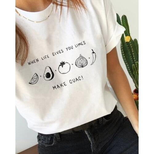 When Life Give You Limes Make Guac Saying Eco Tee Harajuku Ulzzang Graphic Shirt Summer Fashion Tumblr Tops Outfits