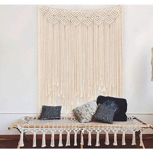Macrame Wall Hanging 100 x 115cm Cotton Handmade Large Woven Wall Tapestry Large Boho Wedding Backdrop Decoration for Indoor