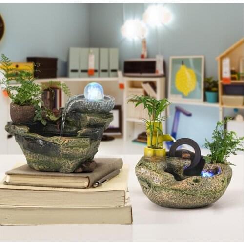 Yang dream miniature rockery water fountain round the office desktop living room feng shui bonsai wedding gift Home Furnishing o