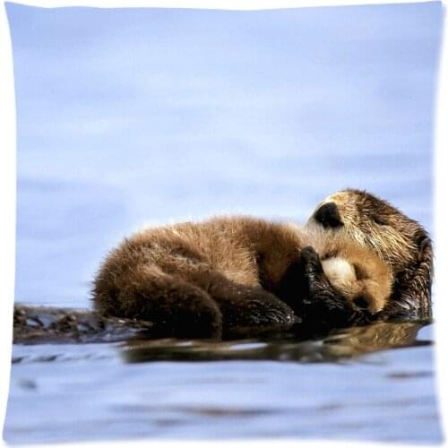 Sea Otter Home Sofa Decorative Cushion Cover Throw Pillow Case Custom Cotton Linen Square Cushion Case 45X45CM