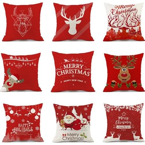 Zerolife Pillowcase 45X45Cm Red Christmas Cushion Cover Merry Christmas Decoration For Home Polyester Noel Natal Printed 2022