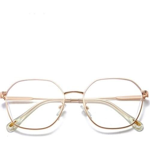 OEYEYEO New Metal Computer Protective Glasses Mens Retro Literary Optical Frame Womens Geometric Crazy Myopia Spectacle frame