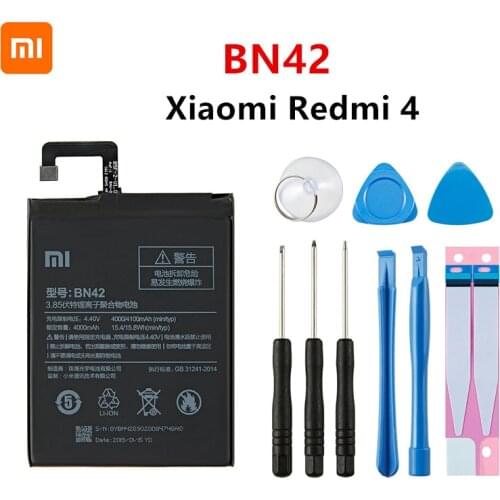 Xiao mi 100% Orginal BN42 4100mAh Battery For Xiaomi Redmi 4 BN42 High Quality Phone Replacement Batteries +Tools