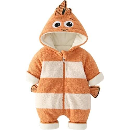Autumn Winter Newborn Kids Rompers clothes baby girls out clothes cotton jumpsuits plus velvet cotton boys crawling clothes