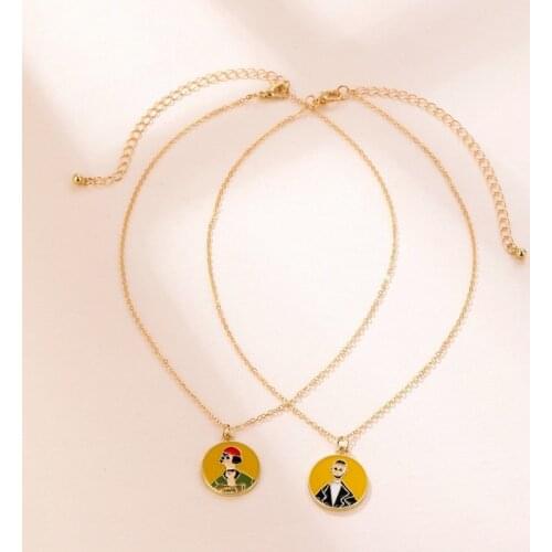 2021 Wholesale Dripping Cute Little Head Men and Women Pendant Necklace Couple Chain Wild Sweater Chain