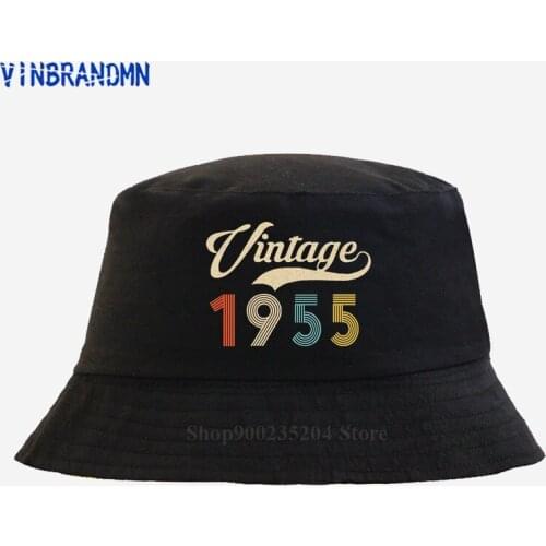 Vinbrandmn 50s Retro1955 Original Parts unisex Bucket hat Born in 1955 Fishing hat 66Years Old Birthday gift newest Fashion hats