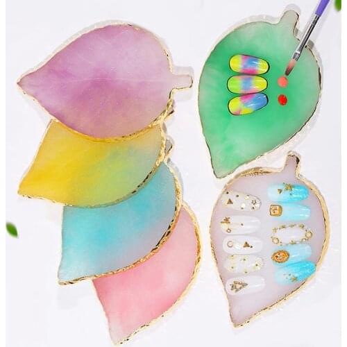 5pcs Dish Colorful Carnelian Display Board Resin Nail Art Palette Gel Polish Pigment Holder Drawing Plate Nail Tips Display Tool