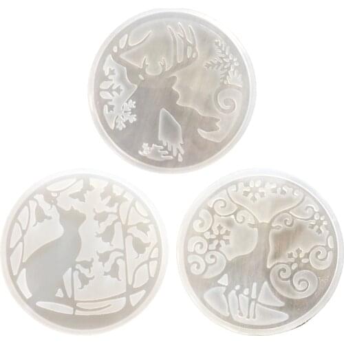 Cat Christmas Elk Pendant Crystal Epoxy Resin Mold Ornament Silicone Mould DIY Crafts Decorations Jewelry Making Tool