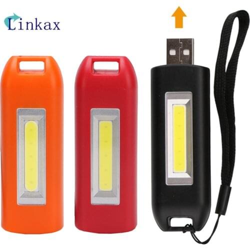 Portable Mini COB LED Keychain Flashlight USB Charging Emergency Lighting Keyring Flash Light Lamp Torch Pocket Light