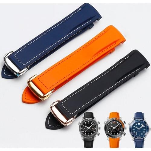 Rubber Watchbands For Omega SEAMASTER PLANET OCEAN Waterproof Strap Watch Accessories Silicone Wristband Watch Bracelet Chain