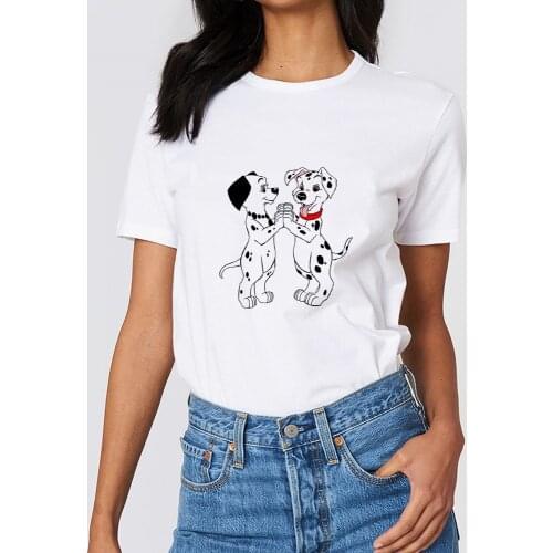 Disney Brands Tops High Quality Womens Tees 101 Dalmatians Series Ulzzang Shirt Classic Cartoon Cute T shirts For Girls