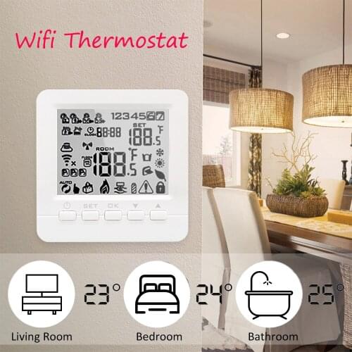 Smart Programmable Wifi Thermostat For Electric And Water Heating Voice Control Phone APP Thermostat Room Temperature Controller