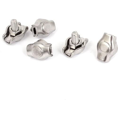 UXCELL 5Pcs 304 Stainless Steel Single 2Mm Diameter Wire Rope Clip Cable Clamps Used In Ships And Vessels An Ideal Equipment