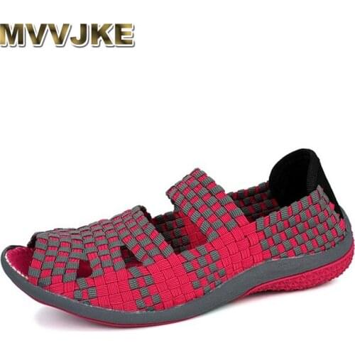 MVVJKE 2019 Summer women flats sandals Shoes women woven flat shoes ladies multi colors slip on sandals female brand loafers