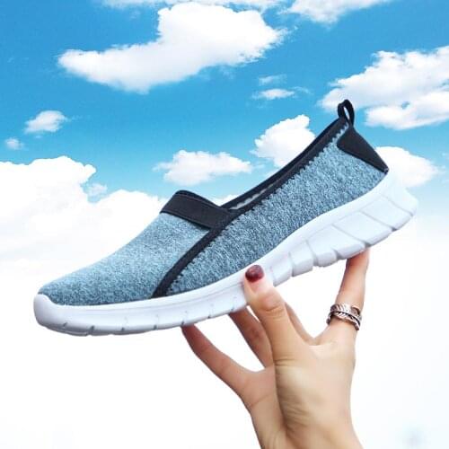 Big Size Slip-on Womens Running Shoes Summer Shoes Woman Sport Mesh Tennis for Woman Breathe Sports Sneakers Lightweight B-324