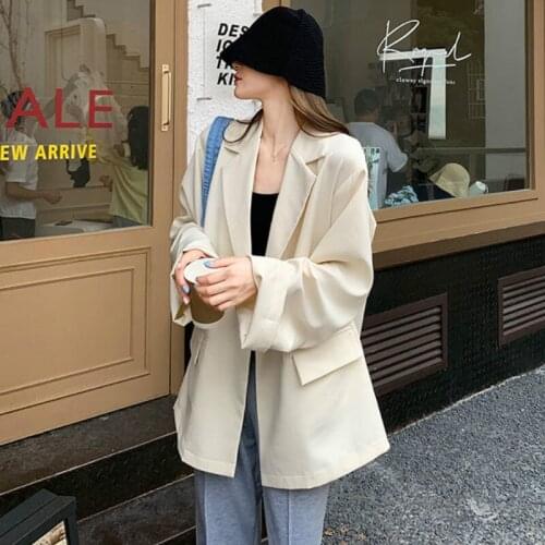 Korean Mid Length Loose Blazers Women Single Button Solid Colors Drape Breathable Suit 2021 New Spring Autumn Fashion Blazers