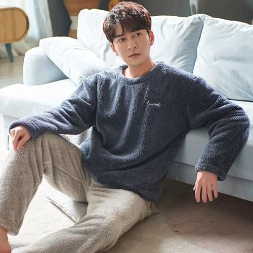 Plus Size 100 KG Winter Thick Flannel Mens Pajamas Sets 2021 New Hooded Loose Sleepwear Comfortable Warm Home Clothes For Man