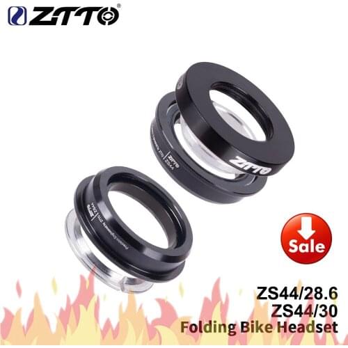 ZTTO Folding Bike Headset F4444S ZS44 Headset 44mm Steering 1-1/8 28.6mm Straight Tube Mountain Bike Low Profile Semi-integrated