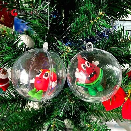 10Pcs 70MM 7CM Transparent Plastic Christmas Hanging Balls Drop Ornament Home Party Tree Supplies Decorations With Rubber Toys