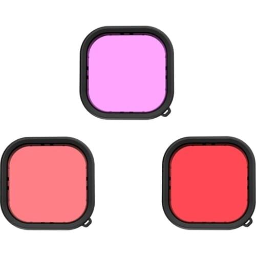 3pcs Case Lens Filters Waterproof For Go Pro Hero 9 Black Red Purple Pink Tempered Glass Lens Cover For Go pro Hero 9 Black