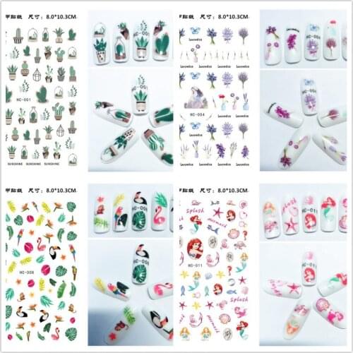 3-D sticker nail sticker small fresh cactus Mermaid fire summer Lavender Flower Nail Decals