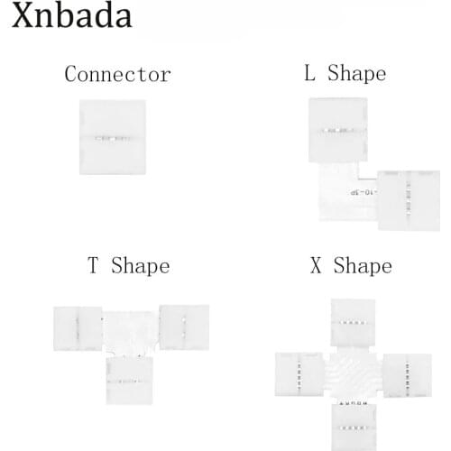5PCS Free Soldering Led Connector 2PIN 3PIN 4PIN 5PIN L / T / X Shape Corner Connector For 10mm RGB RGBW RGBWW Led Strip Tape