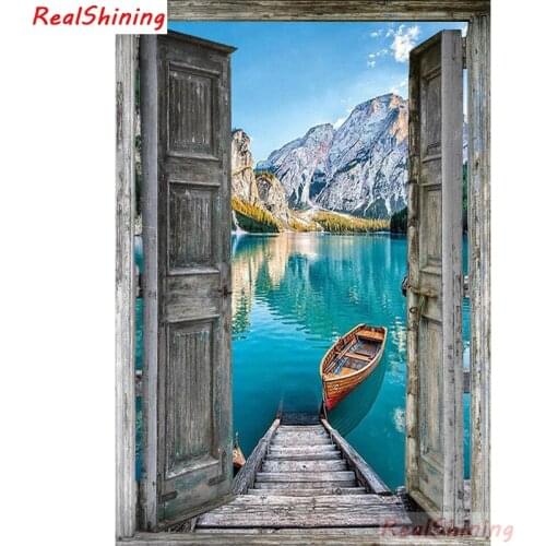 5D Diy Diamond Painting Cross Stitch full Square Diamond Embroidery Lakeside chalet scenery picture for room Decor H2440