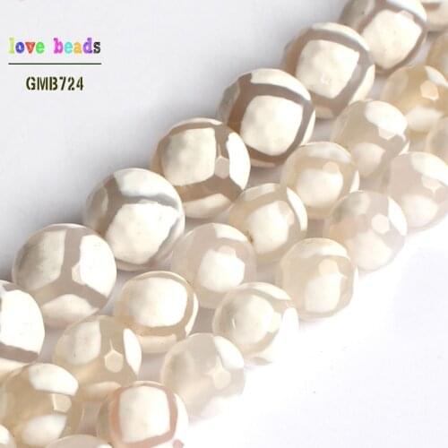 8mm 10mm Faceted White Football Fire Agates Round Loose Beads for Jewelry Making DIY Bracelets 15