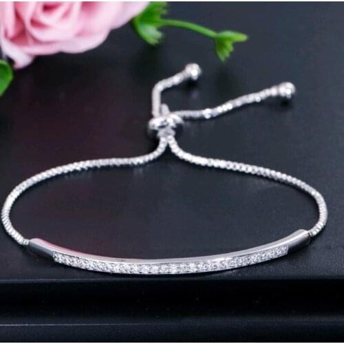 Bracelets Womans Adjustable Bangle Captivate Bar Slider Brilliant Rose Gold Chains Bracelet Fashion Gifts for Woman Accessories