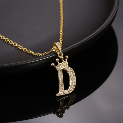 Crystal Crown Letter Choker Pendant Zircon Alphabet Necklaces For Women Chain Neck Mens Rap Necklace Hip Hop Jewelry Femme Gift
