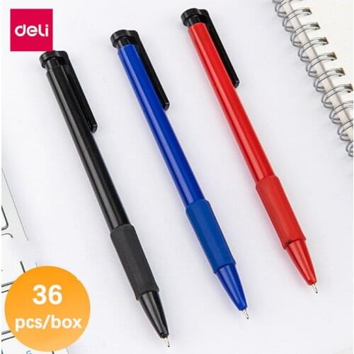 Deli 36Pcs Black Red Blue Ink Ballpoint Pens For Writing Student Stationery Luxury Rollerball 0.7mm Ball Pen Office Accessories
