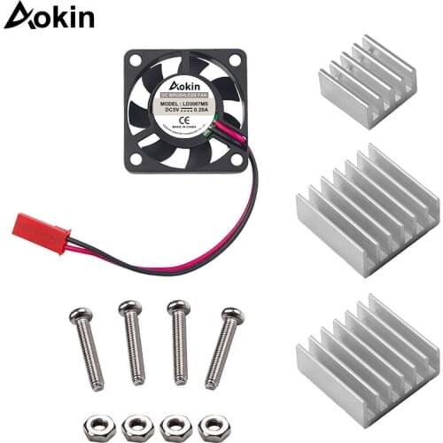For Raspberry Pi 4 B Brushless CPU Cooling Fan DC 5V with 3 Pcs Aluminum Heatsinks for Raspberry Pi 4B/3b, 2b, Pi Model