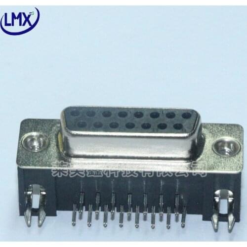 20pcs/lot D-SUB connector DB15 double-row 25pin female VGA 90 Degree serial port riveting Connector