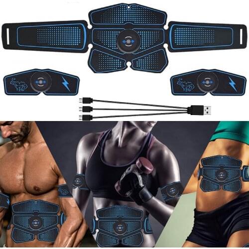 EMS Rechargeable Abdominal Muscle Stimulator Trainer ABS Electrostimulation Fitness Massager Abdomen Muscular Exercise Home Gym