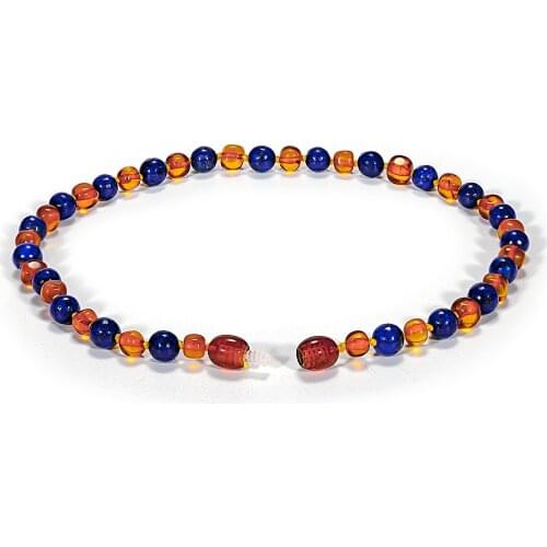 HAOHUPO Top Quality Cognac Tiger Eyes Natural Amber Necklace Polish Original Necklace Men Handmade Necklace Girls Baby Jewelry