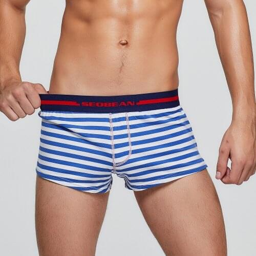 New 2021 SEOBEAN Cotton striped short cortos hombres Mens pyjama shorts Tracksuit U bag Casual Trunks Pajama Shorts