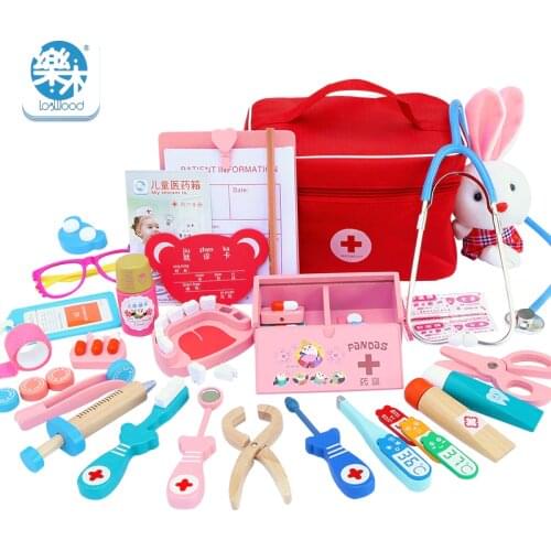 Children Wooden Cosplay Doctor Game Toy Role Play Classic Toys Simulation Hospital Pretend Doctor accessories Tools Set Gift