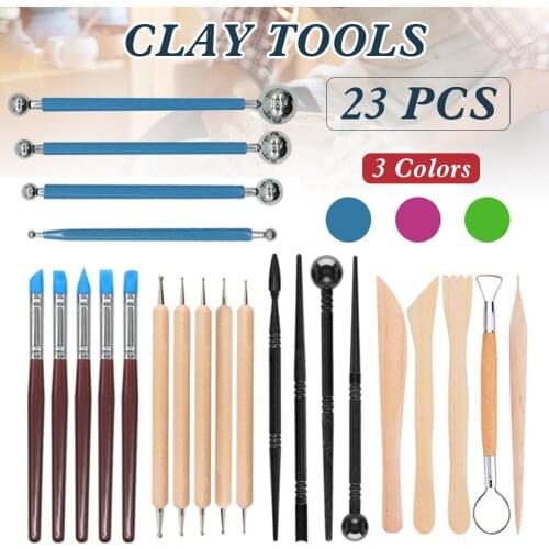 23pcs Pottery Ceramics Tools Carved Polymer Clay Modeling Tool Wax Carving Tools Set Red Handle For Sculpture Tools Set