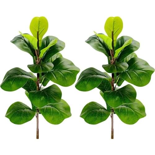 Artificial Plants Fiddle Leaf Fig Faux Ficus Lyrata Tree Fake Green Bushes Greenery for Garden Porch Window Box Decor