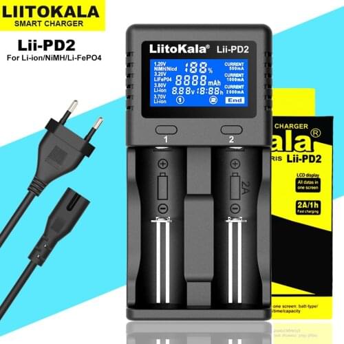 Liitokala Lii-PD2 Lii-PD4 LCD 3.2V 3.7V 3.8V 1.2V 25500 18650 18350 26650 20700 14500 NiMH Lithium LiFePO4 Battery Charger
