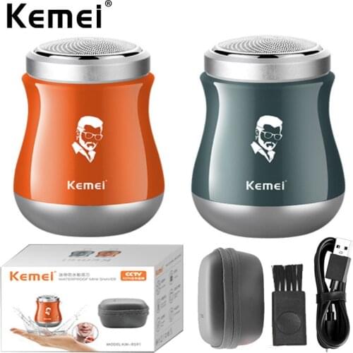 Kemei Traveller Mini Electric Shaver For Men Wet-Dry Dual Use Waterproof Electric Razor USB Rechargeable Shaving Beard Machine