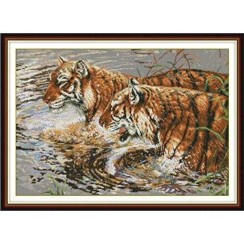 Tigers Concomitance Patterns Counted Cross Stitch Sets Chinese Cross-stitch Kits Embroidery Needlework