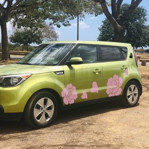 Car decals pink purple colorful petal flowers graphic vinyl car decoration stickers custom for for all car mini smart