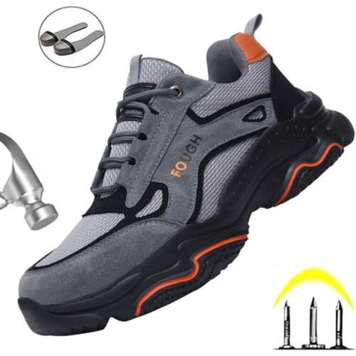 Indestructible Mens Breathable Work Safety Shoes European Standard Anti-smashing Steel Toe Wear-resistant Protective Shoes