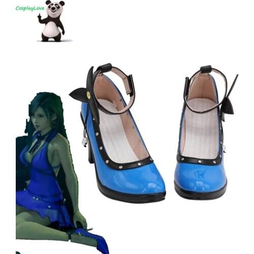 Final Fantasy VII Remake FF7 Tifa Lockhart Blue Cosplay Shoes Long Boots Leather CosplayLove For Halloween Christmas