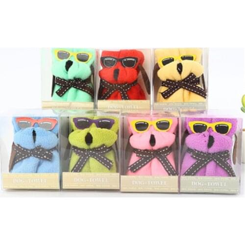 1Pc Cute Dog Cake Shape & Sun Glasses Superfine Fiber Towel, Creative Mothers Day Wedding Present, Friend Birthday Gifts